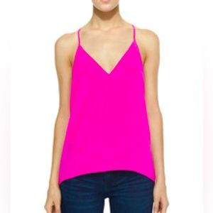 Amanda Uprichard Hot Pink Silk Racerback Tank 💕